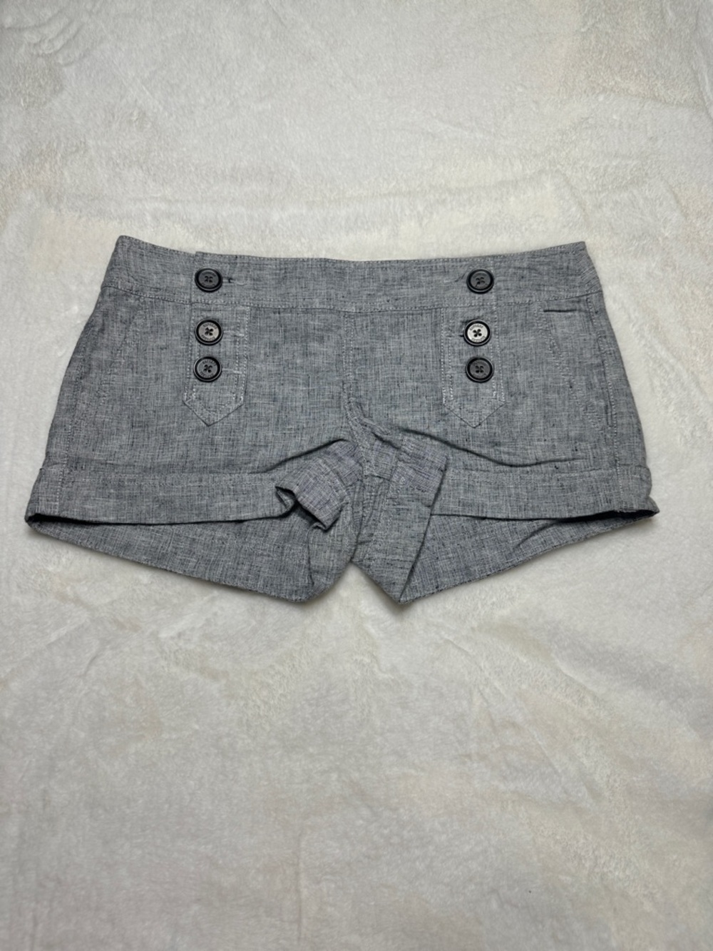 Express High-Rise Gray Sailor Button Cuffed Shorts